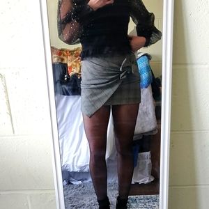 Plaid Mini Skirt with Bow